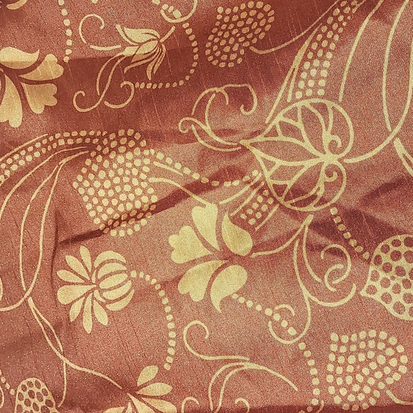 eShakti Floral print dupioni pleated empire dress sz 1X rust gold floral maxi - Picture 10 of 11